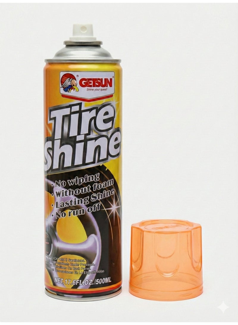 GETSUN Tire Shine Spray, No Wipe Foam Free Formula, Lasting Shine, 500ml - Image 2